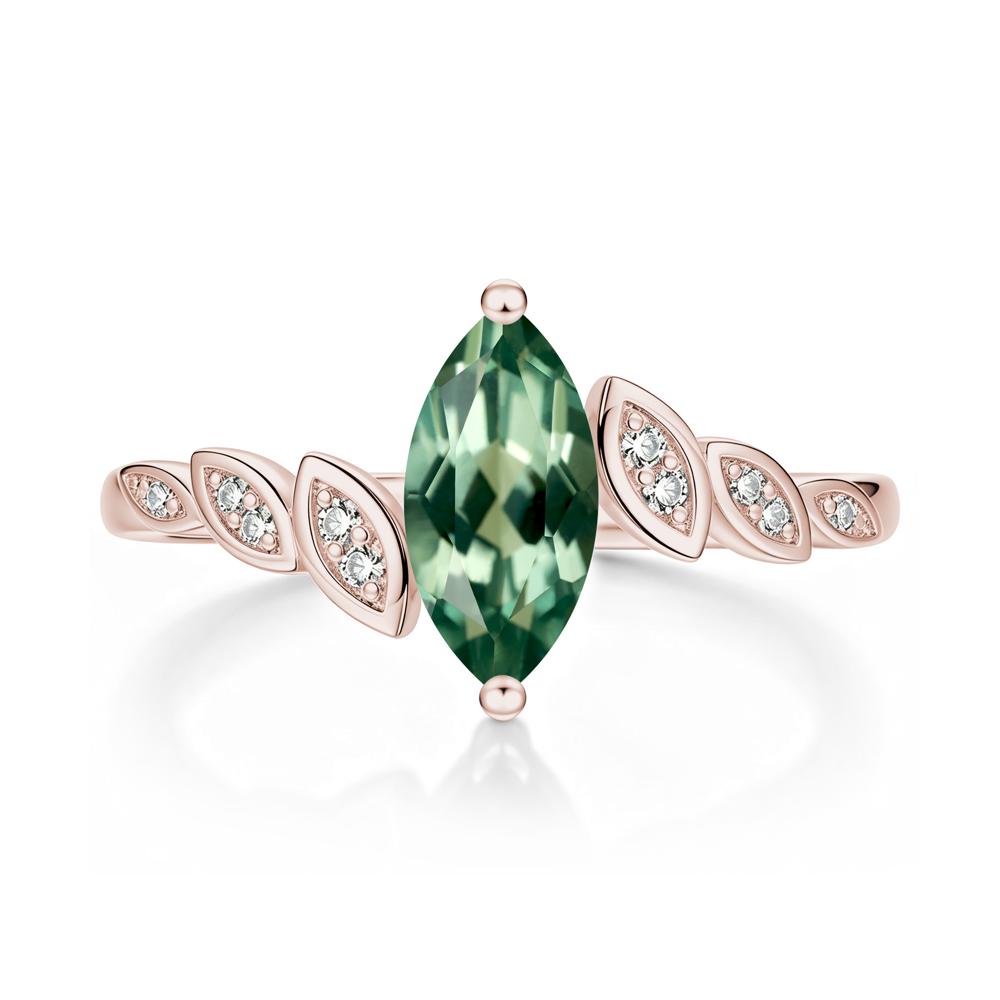 Marquise Cut London Blue Topaz Art Deco Leaf Bypass Ring - LUO Jewelry #gemstone_Green Sapphire