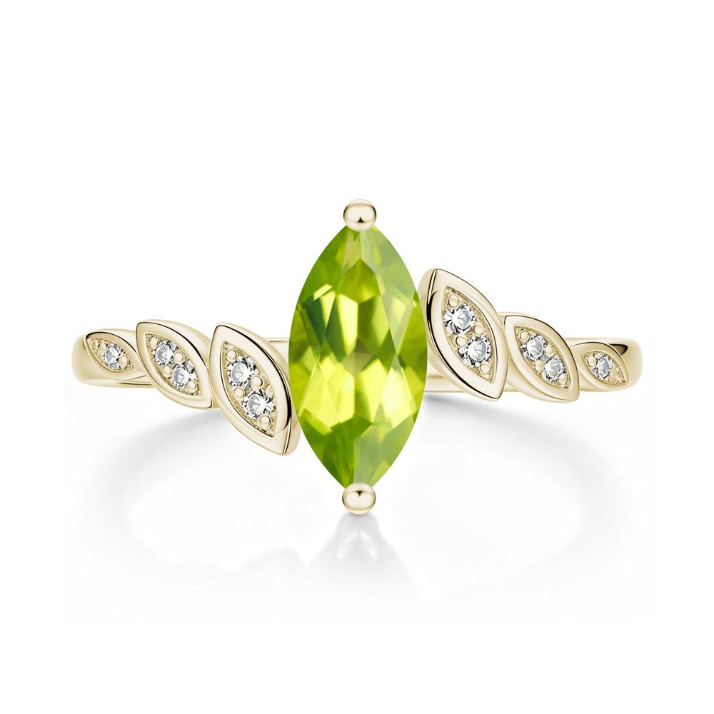 Marquise Cut London Blue Topaz Art Deco Leaf Bypass Ring - LUO Jewelry #gemstone_Peridot