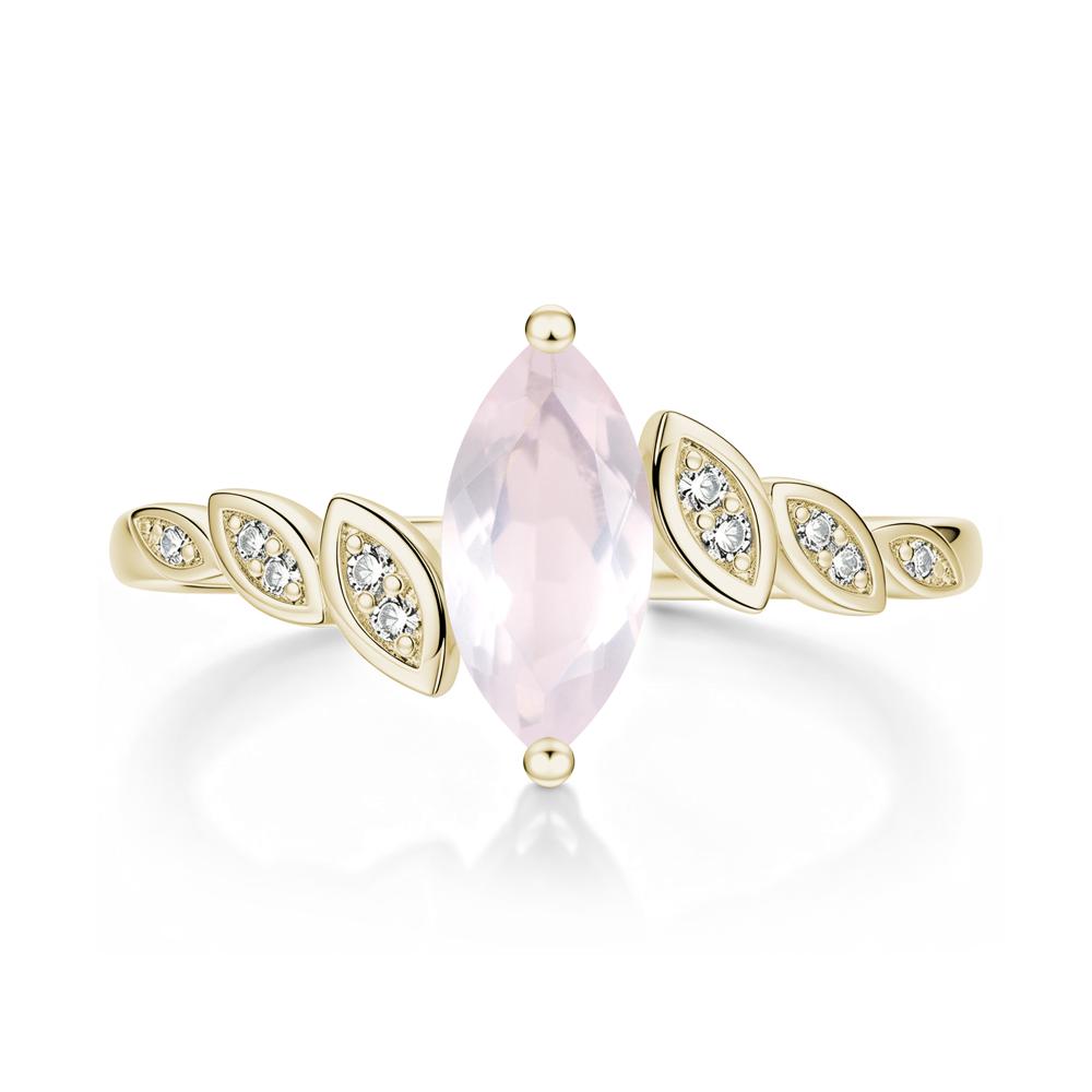 Marquise Cut London Blue Topaz Art Deco Leaf Bypass Ring - LUO Jewelry #gemstone_Rose Quartz