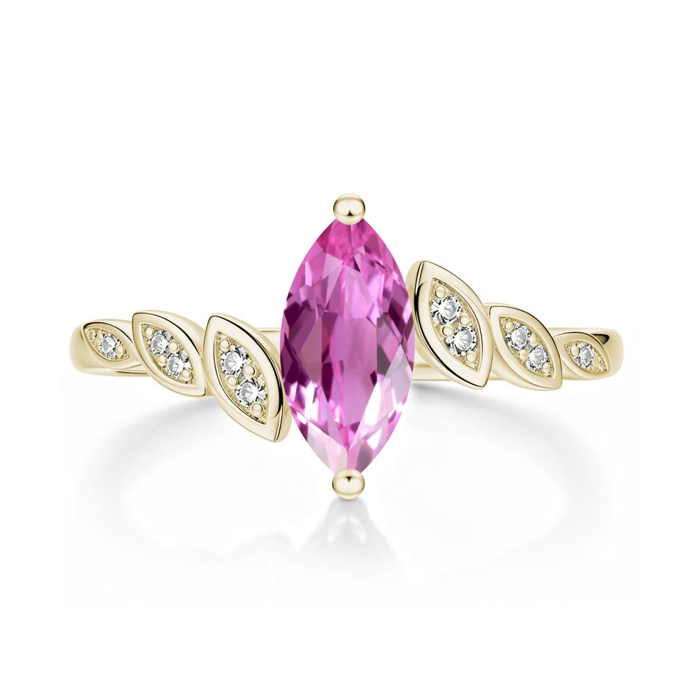 Marquise Cut London Blue Topaz Art Deco Leaf Bypass Ring - LUO Jewelry #gemstone_Pink Sapphire