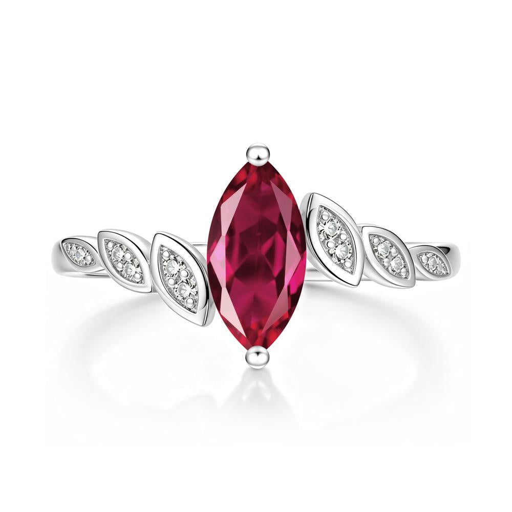 Marquise Cut London Blue Topaz Art Deco Leaf Bypass Ring - LUO Jewelry #gemstone_Ruby