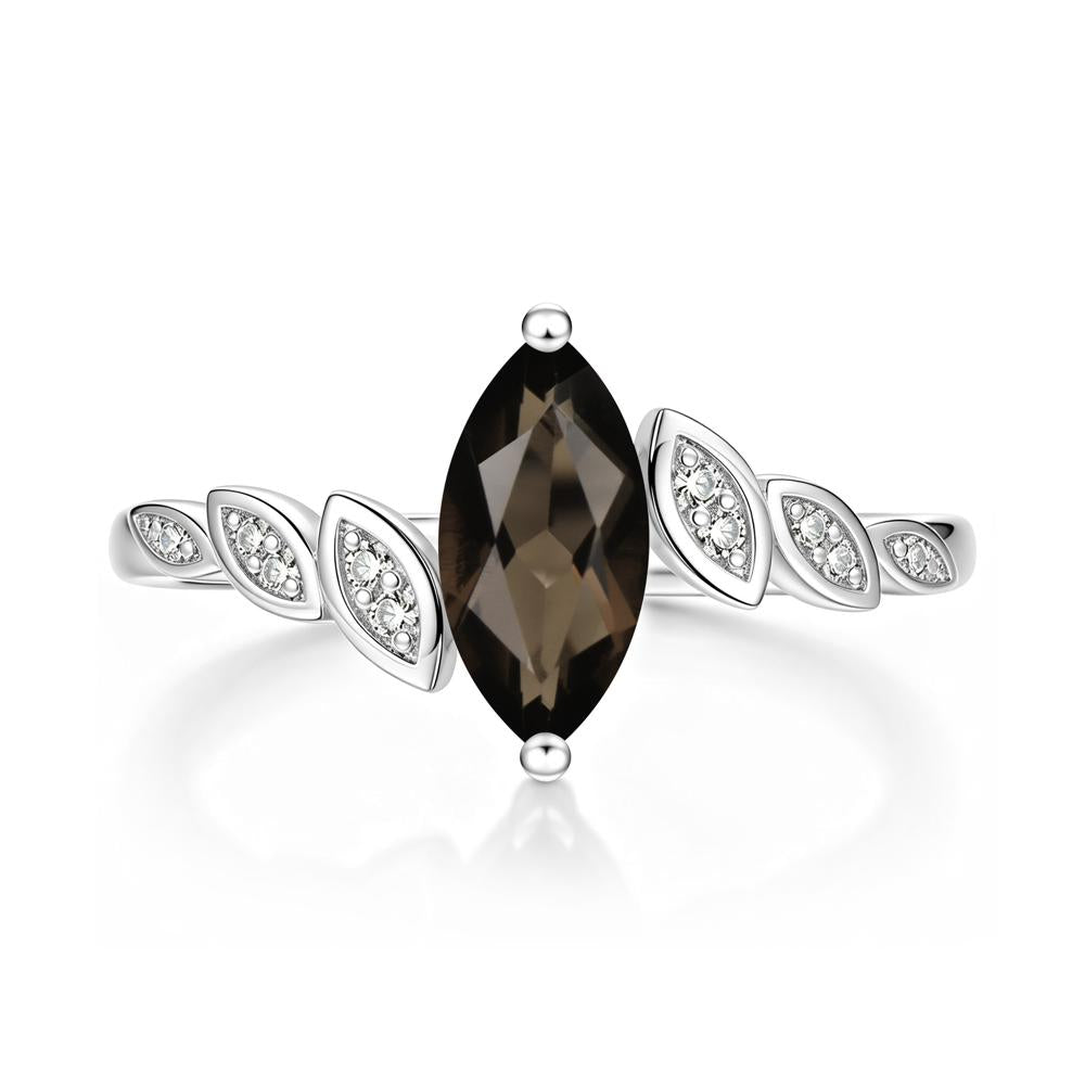 Marquise Cut London Blue Topaz Art Deco Leaf Bypass Ring - LUO Jewelry #gemstone_Smoky Quartz