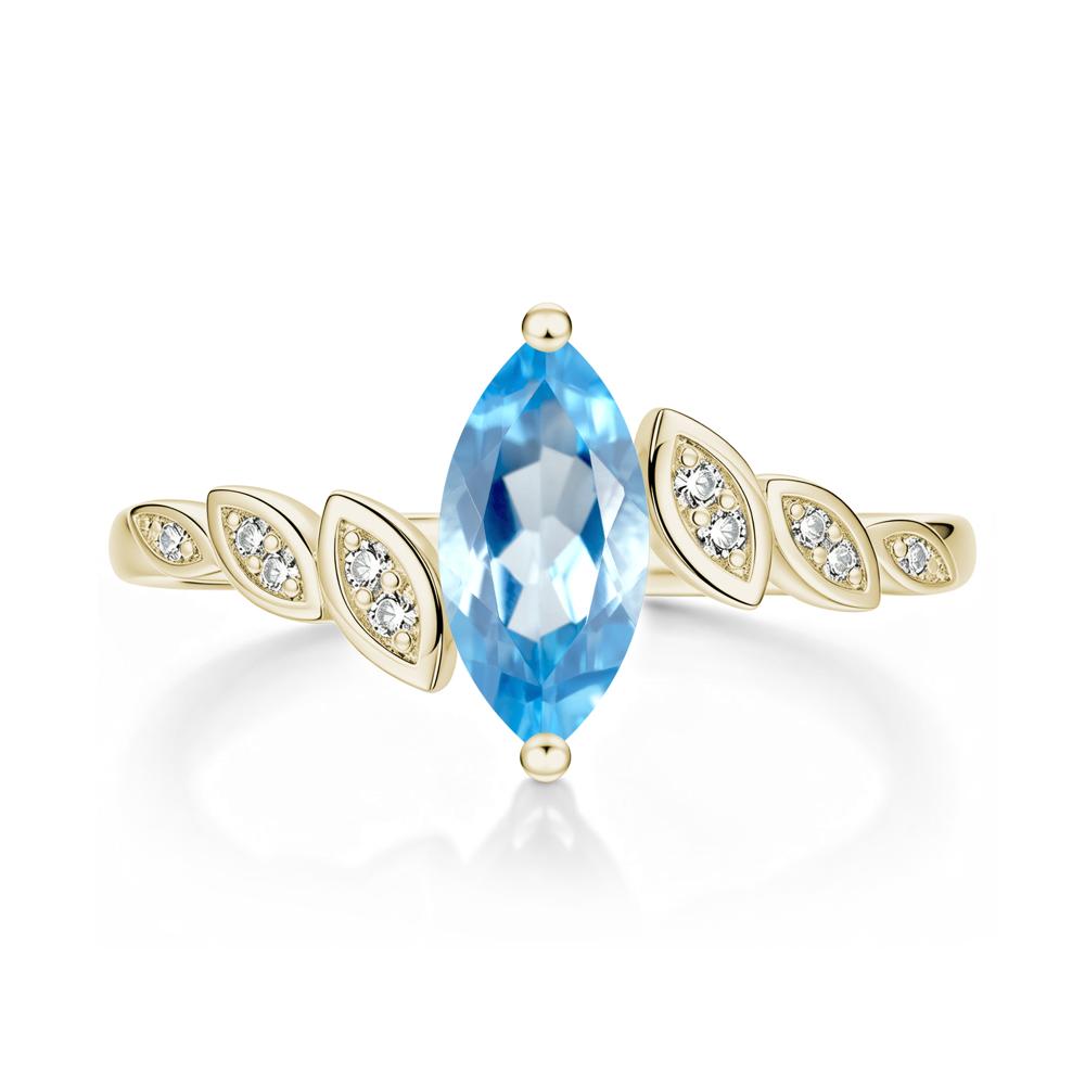 Marquise Cut London Blue Topaz Art Deco Leaf Bypass Ring - LUO Jewelry #gemstone_Swiss Blue Topaz