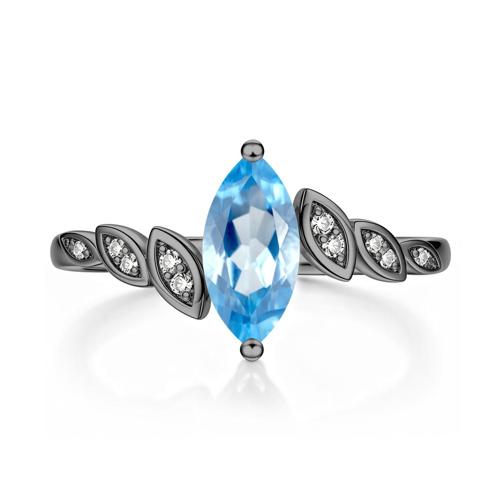 Marquise Cut London Blue Topaz Art Deco Leaf Bypass Ring - LUO Jewelry #gemstone_Swiss Blue Topaz