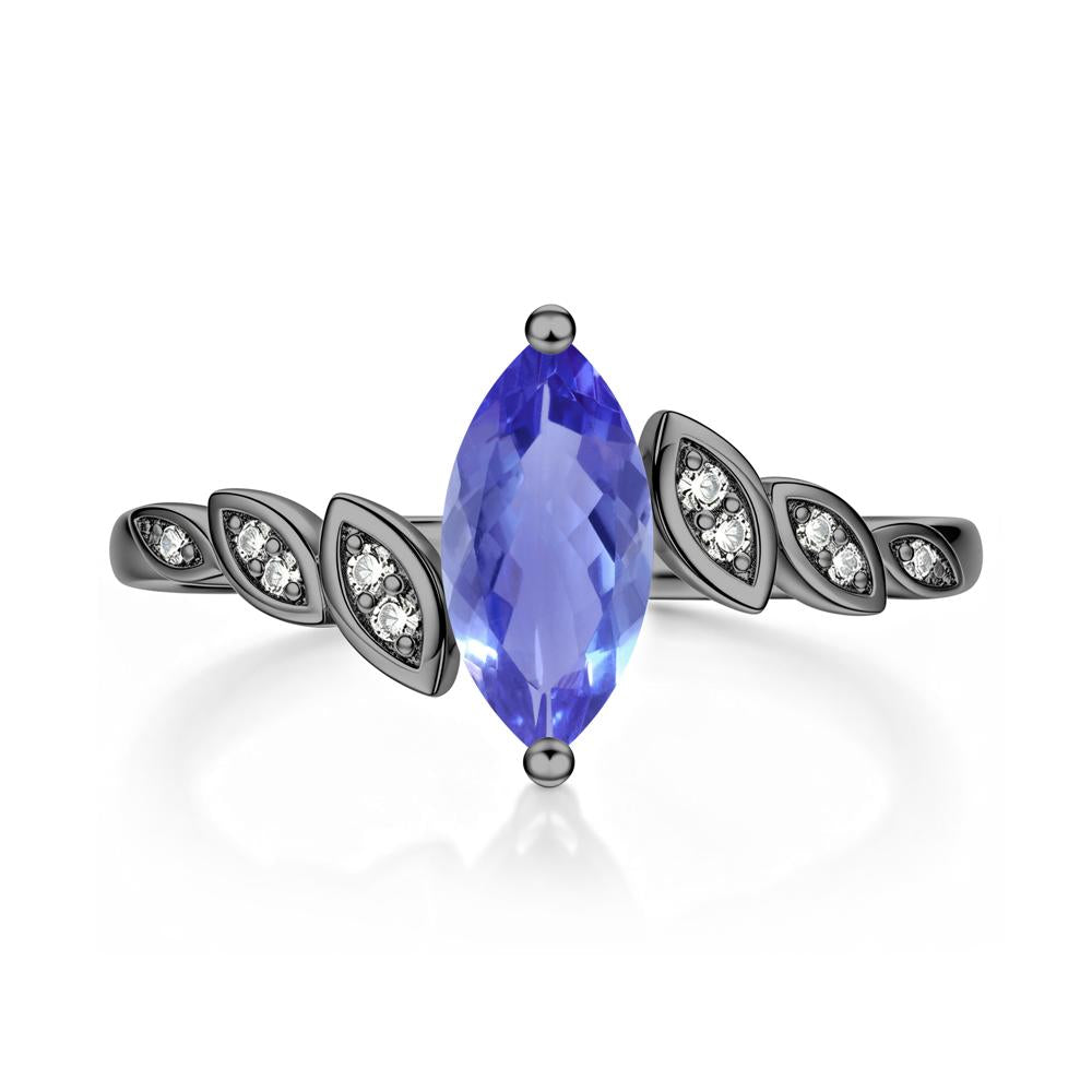 Marquise Cut London Blue Topaz Art Deco Leaf Bypass Ring - LUO Jewelry #gemstone_Tanzanite