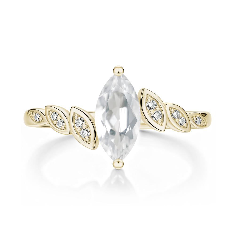 Marquise Cut London Blue Topaz Art Deco Leaf Bypass Ring - LUO Jewelry #gemstone_White Topaz