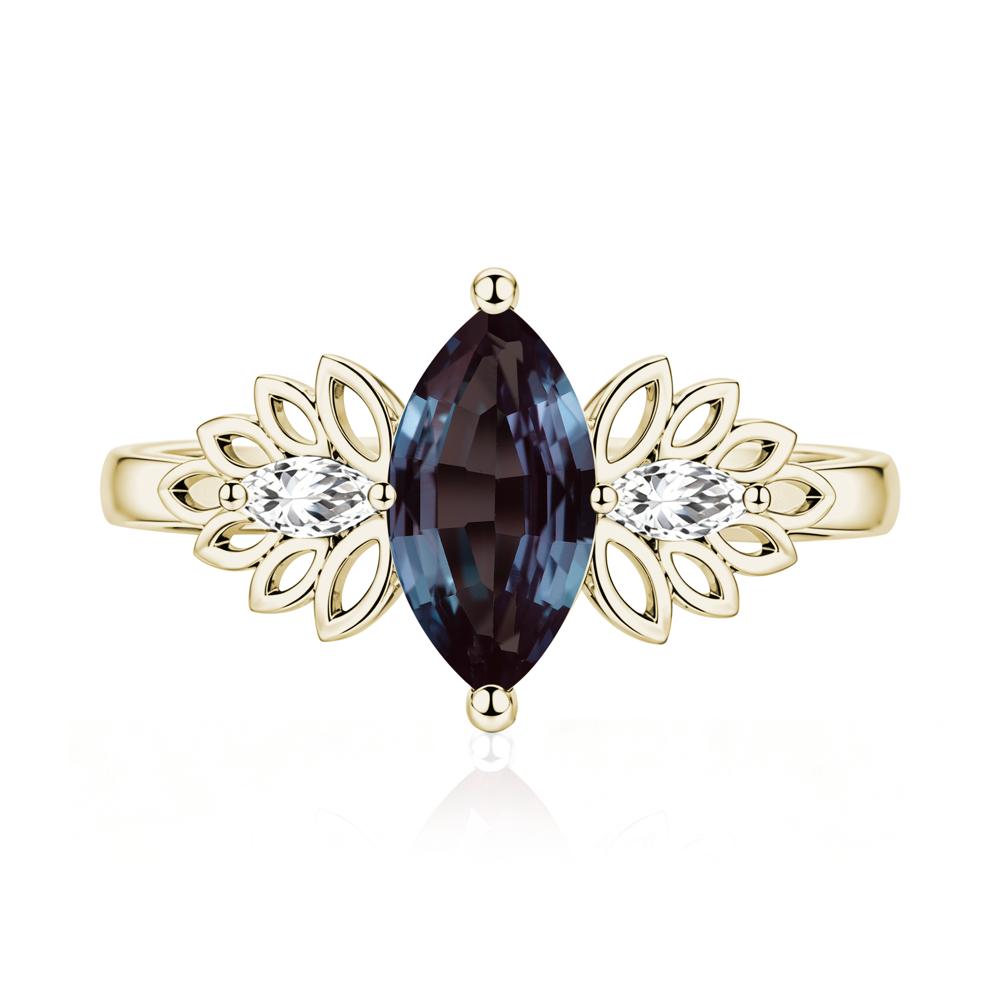 Leaf Inspired Marquise Cut Emerald Cocktail Ring - LUO Jewelry #gemstone_Alexandrite