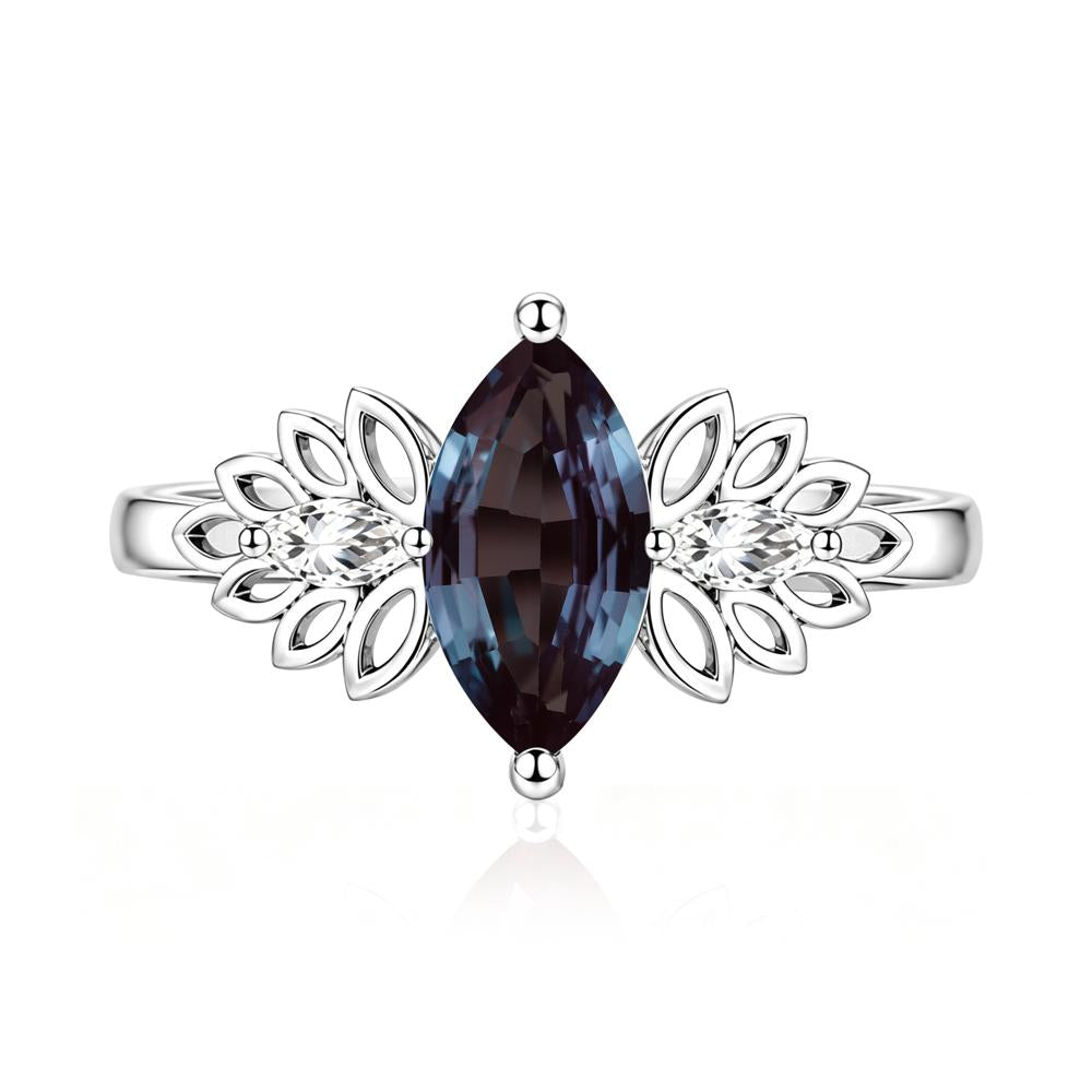 Leaf Inspired Marquise Cut Emerald Cocktail Ring - LUO Jewelry #gemstone_Alexandrite