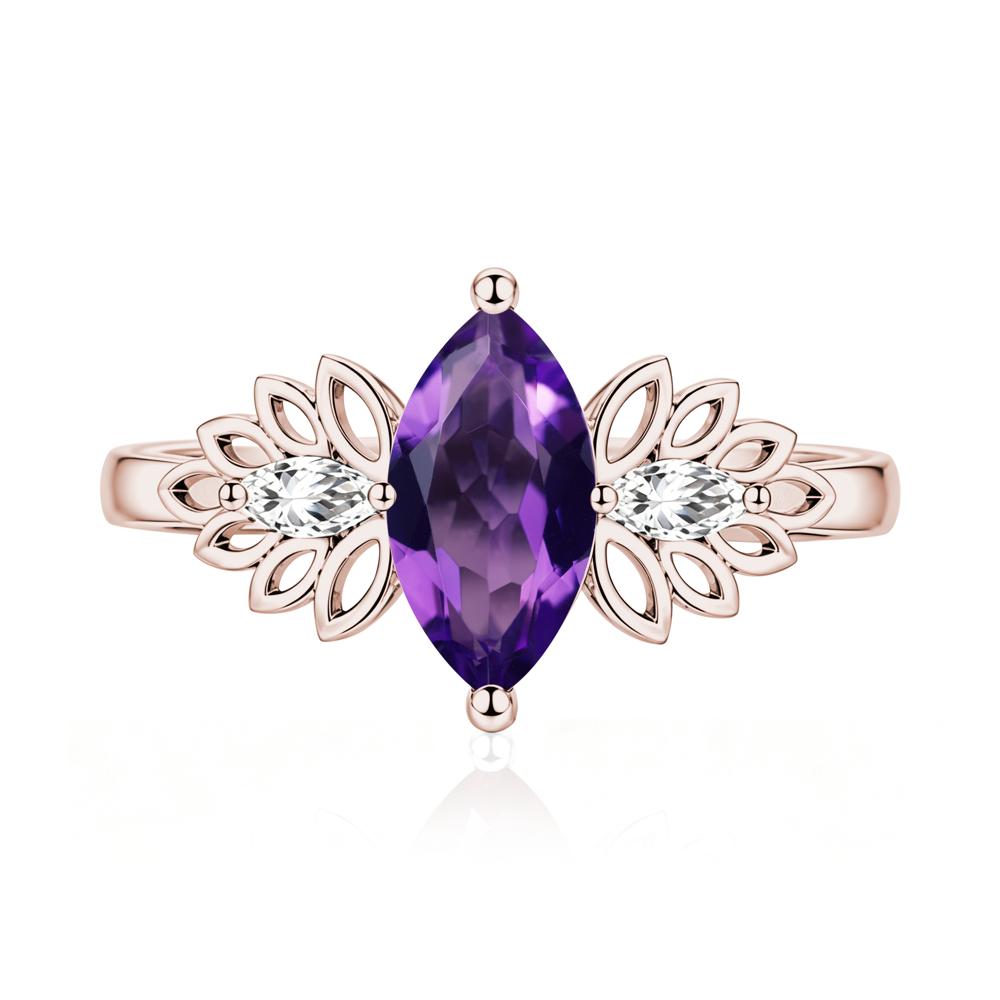 Leaf Inspired Marquise Cut Emerald Cocktail Ring - LUO Jewelry #gemstone_Amethyst