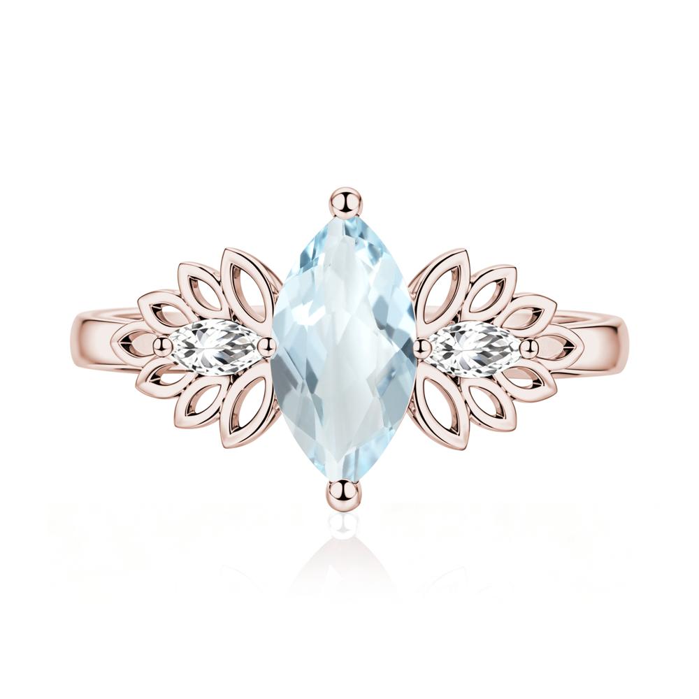 Leaf Inspired Marquise Cut Emerald Cocktail Ring - LUO Jewelry #gemstone_Aquamarine