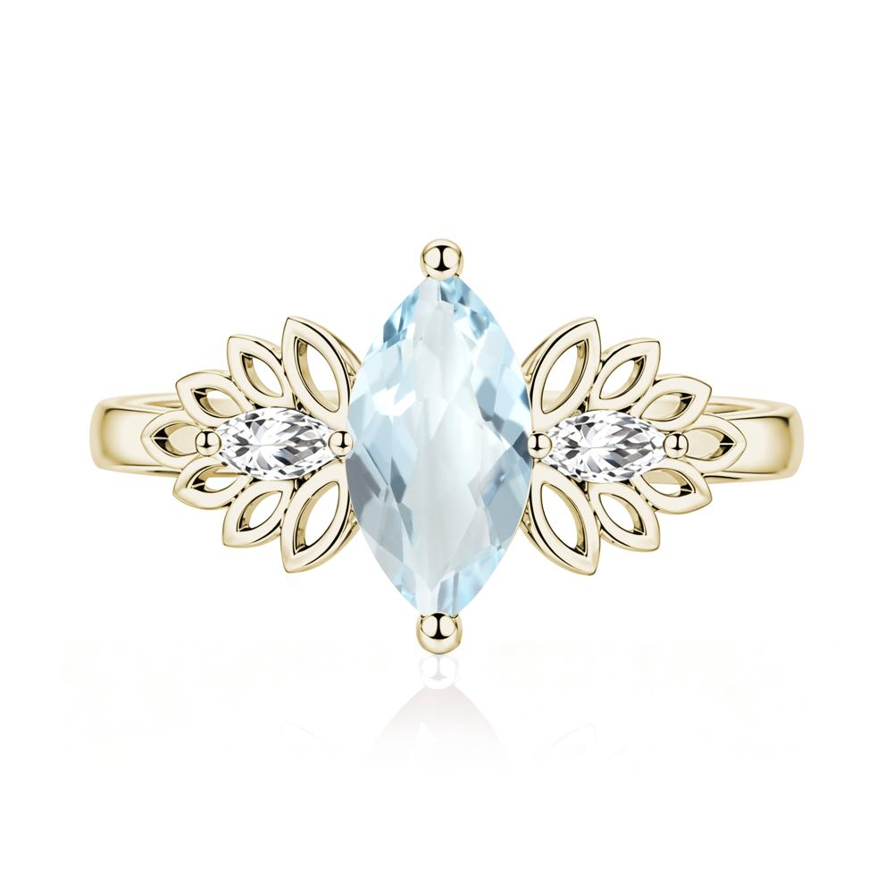 Leaf Inspired Marquise Cut Emerald Cocktail Ring - LUO Jewelry #gemstone_Aquamarine