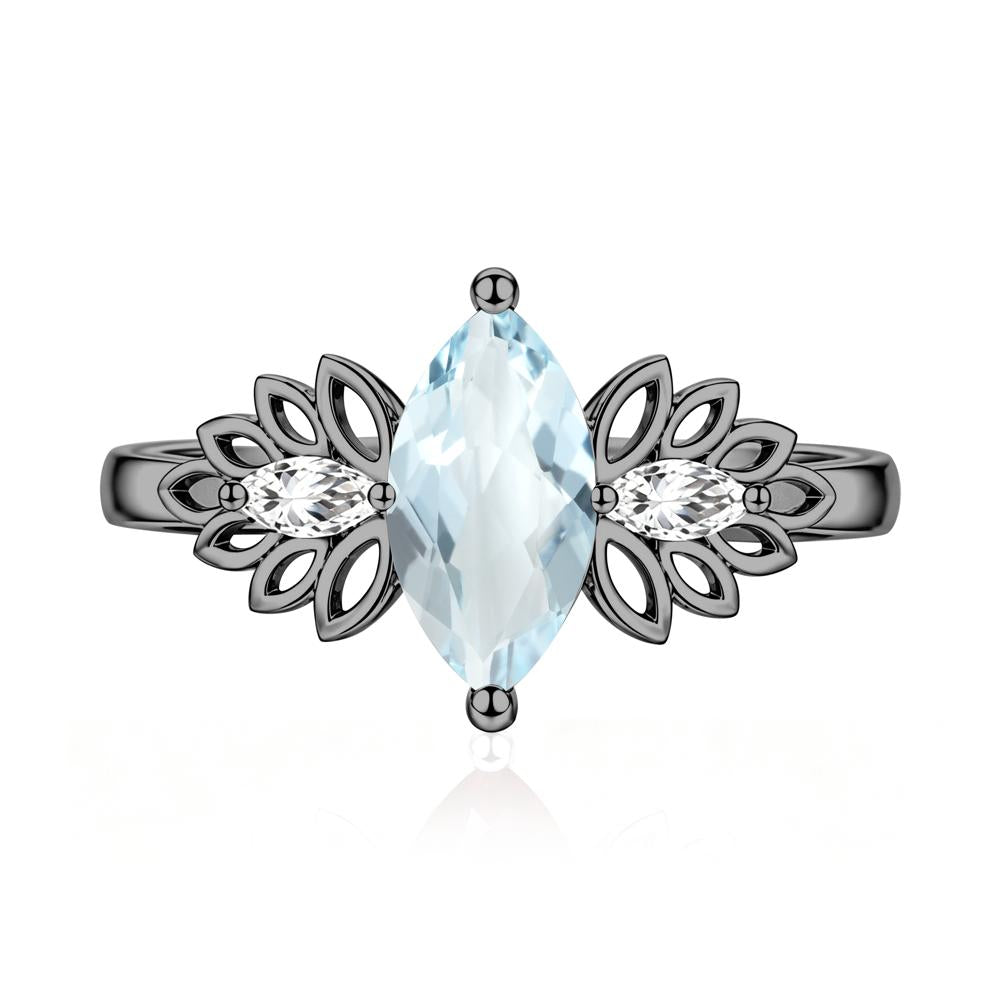 Leaf Inspired Marquise Cut Emerald Cocktail Ring - LUO Jewelry #gemstone_Aquamarine