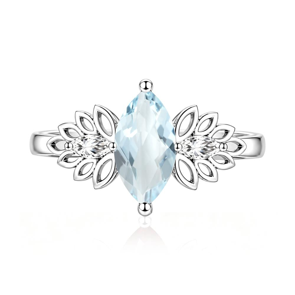 Leaf Inspired Marquise Cut Emerald Cocktail Ring - LUO Jewelry #gemstone_Aquamarine