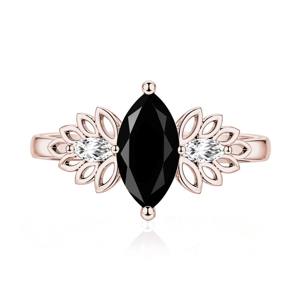 Leaf Inspired Marquise Cut Emerald Cocktail Ring - LUO Jewelry #gemstone_Black Spinel