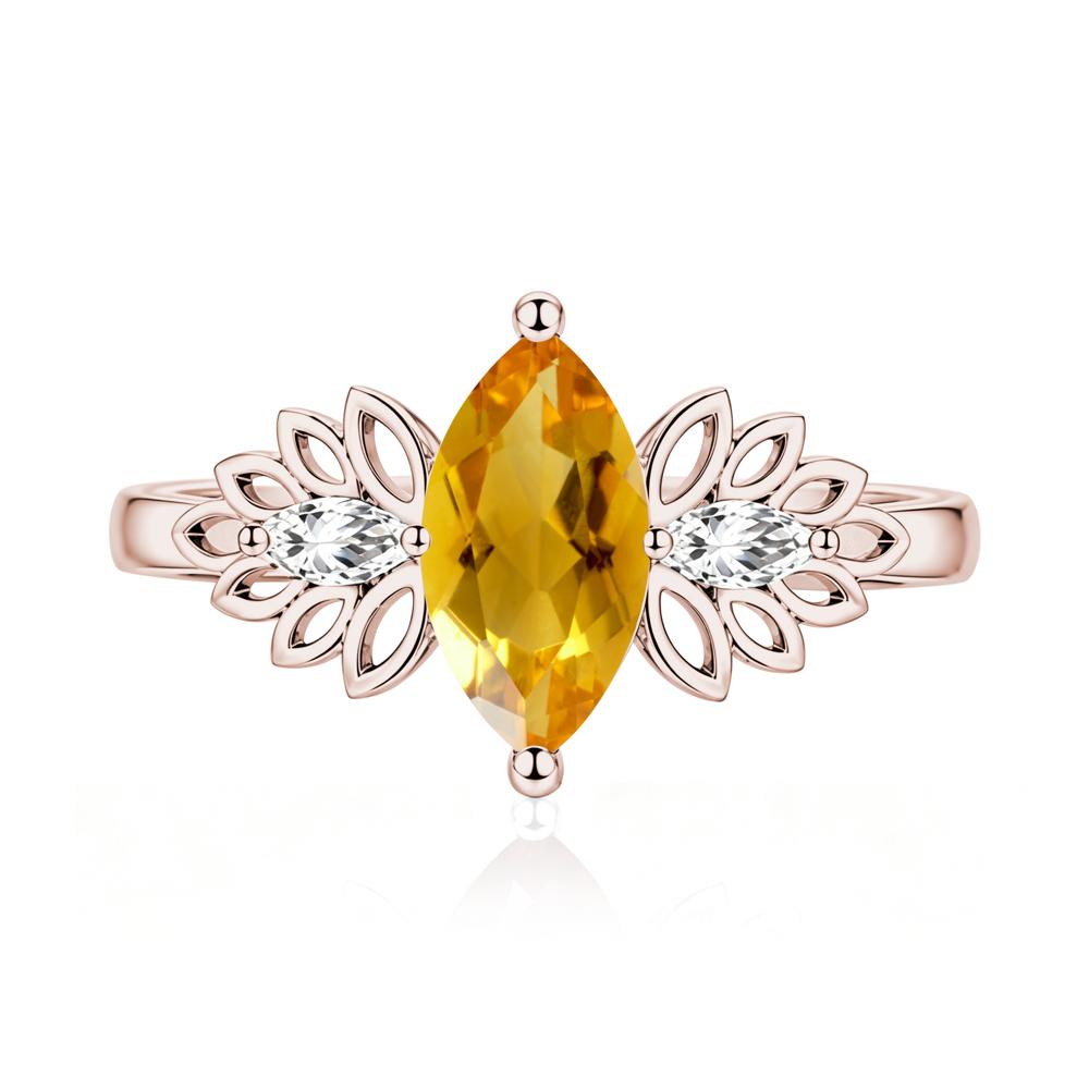Leaf Inspired Marquise Cut Emerald Cocktail Ring - LUO Jewelry #gemstone_Citrine