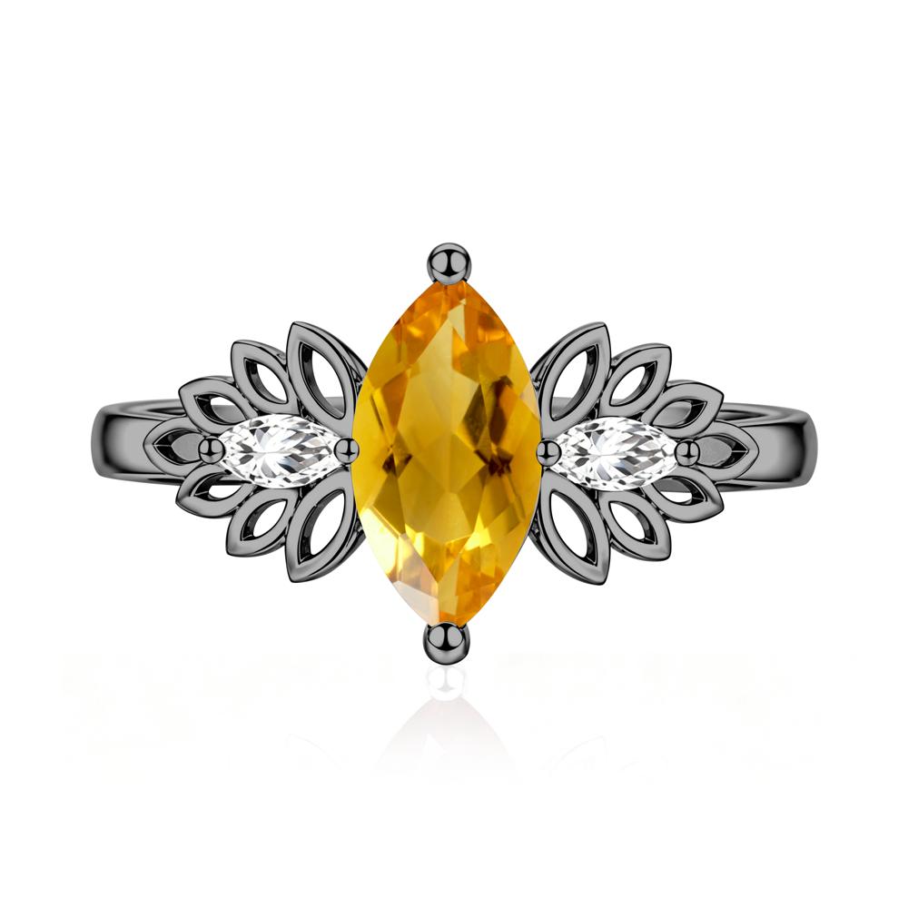 Leaf Inspired Marquise Cut Emerald Cocktail Ring - LUO Jewelry #gemstone_Citrine