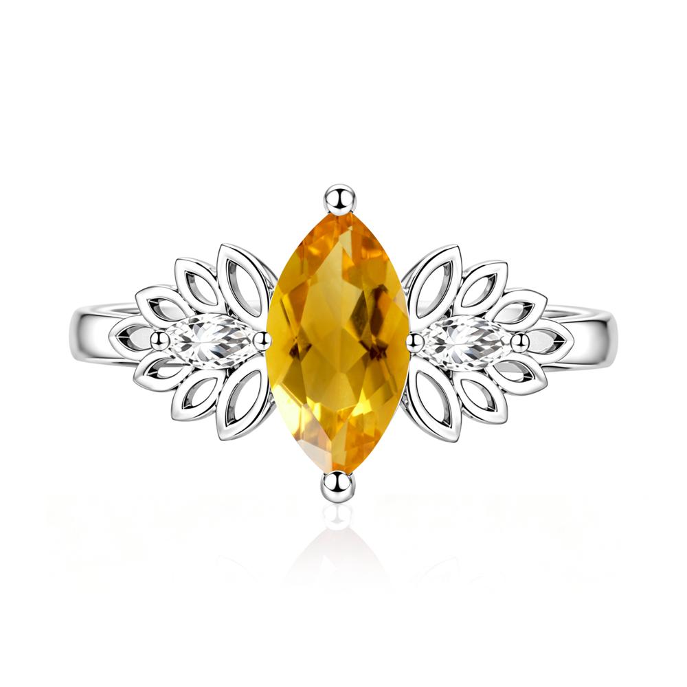 Leaf Inspired Marquise Cut Emerald Cocktail Ring - LUO Jewelry #gemstone_Citrine
