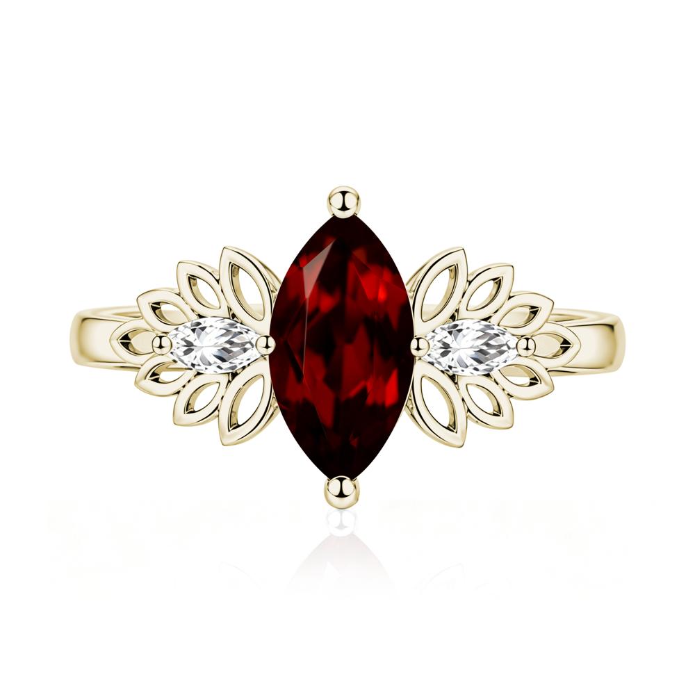 Leaf Inspired Marquise Cut Emerald Cocktail Ring - LUO Jewelry #gemstone_Garnet