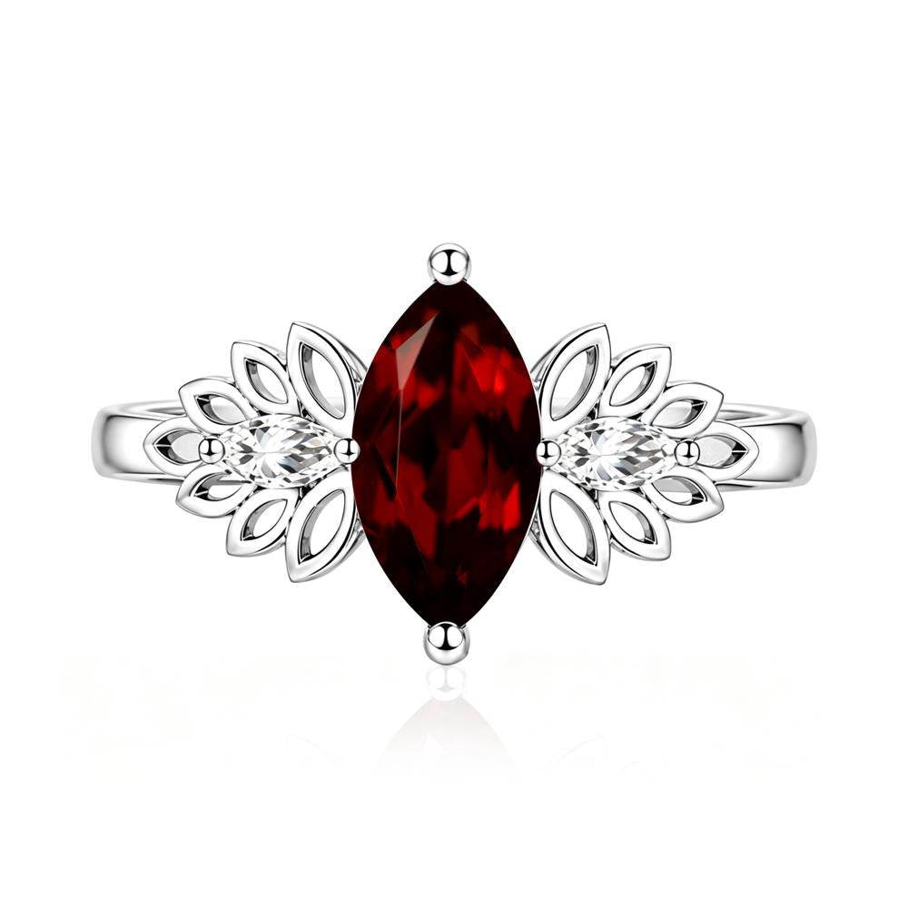 Leaf Inspired Marquise Cut Emerald Cocktail Ring - LUO Jewelry #gemstone_Garnet