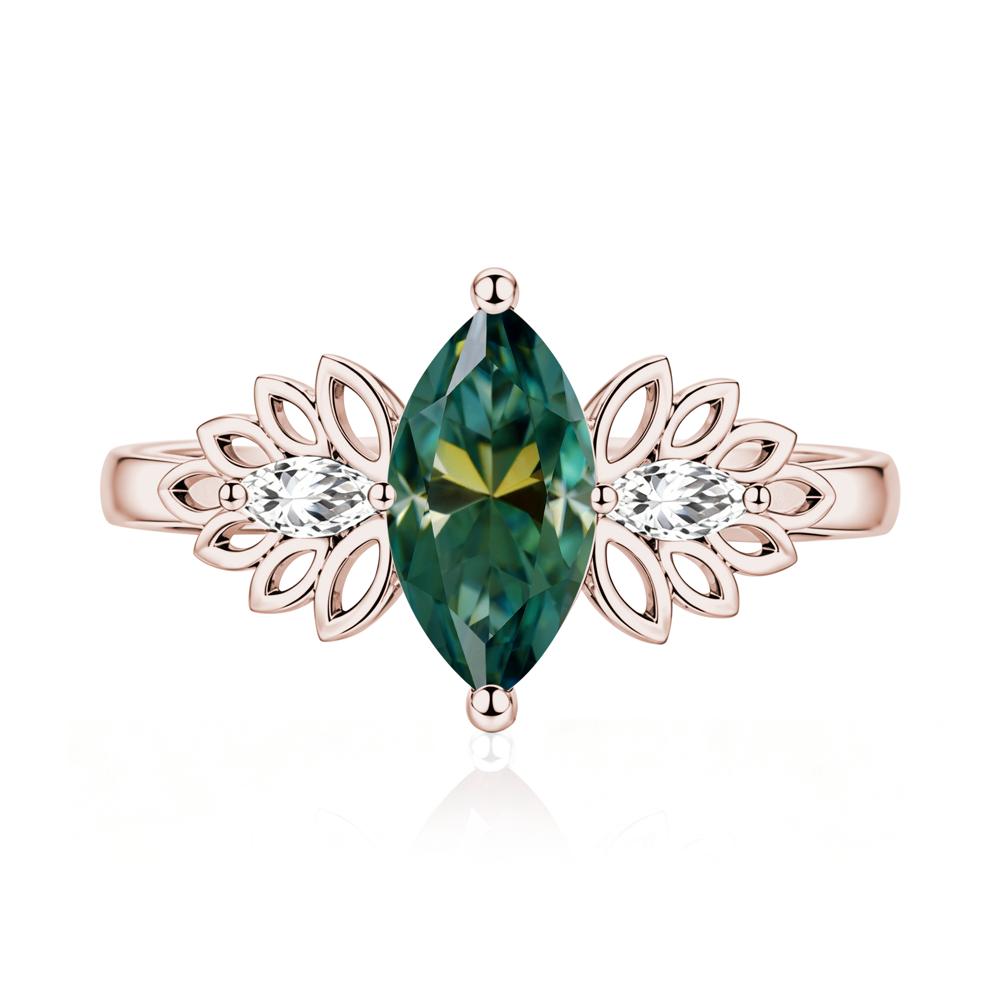 Leaf Inspired Marquise Cut Emerald Cocktail Ring - LUO Jewelry #gemstone_Green Moissanite