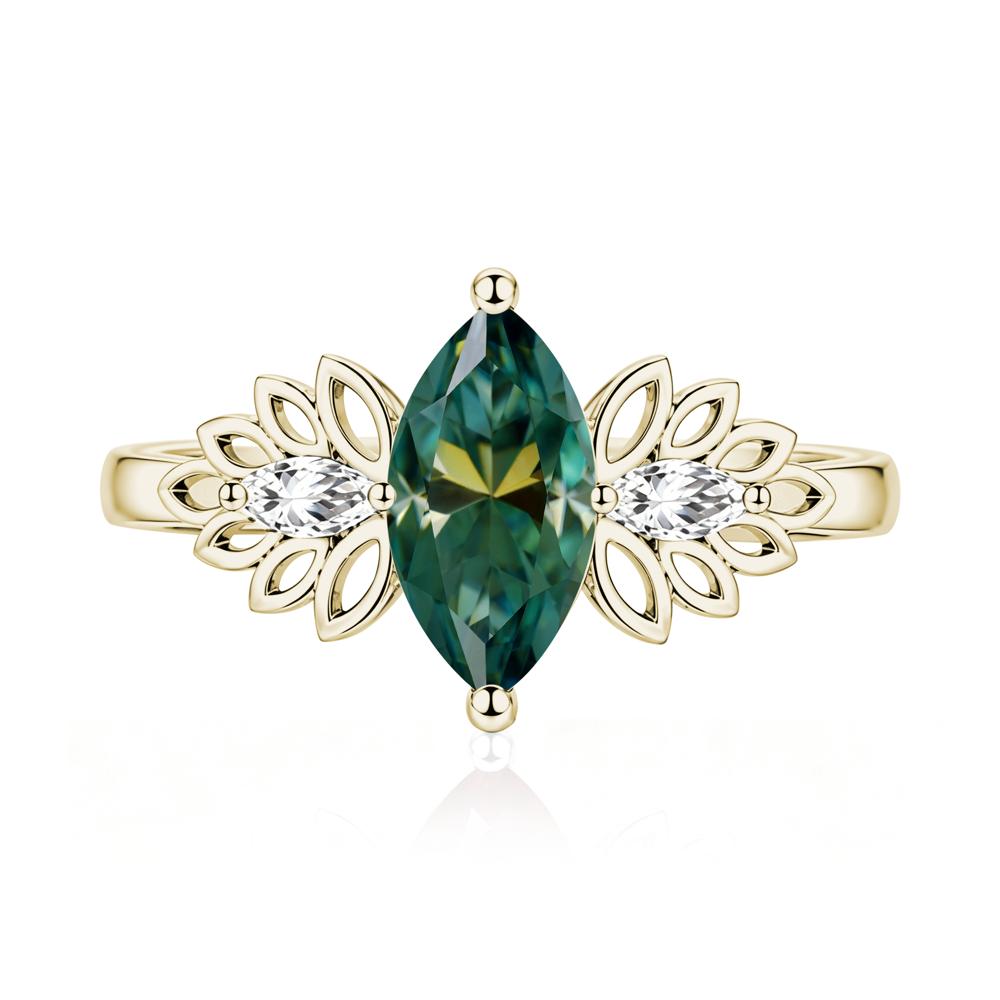 Leaf Inspired Marquise Cut Emerald Cocktail Ring - LUO Jewelry #gemstone_Green Moissanite