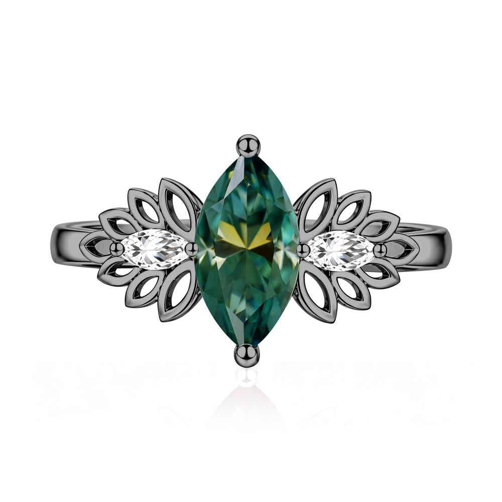 Leaf Inspired Marquise Cut Emerald Cocktail Ring - LUO Jewelry #gemstone_Green Moissanite