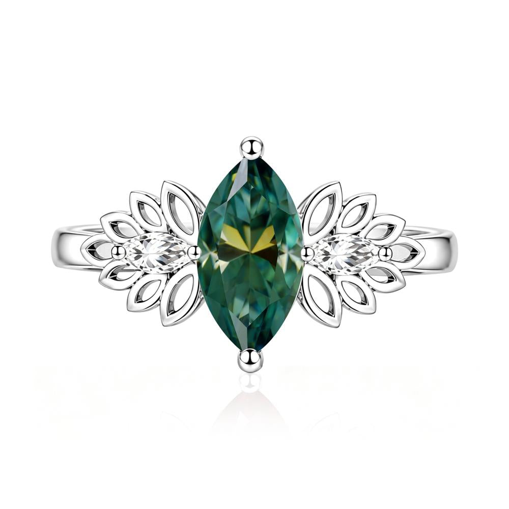 Leaf Inspired Marquise Cut Emerald Cocktail Ring - LUO Jewelry #gemstone_Green Moissanite