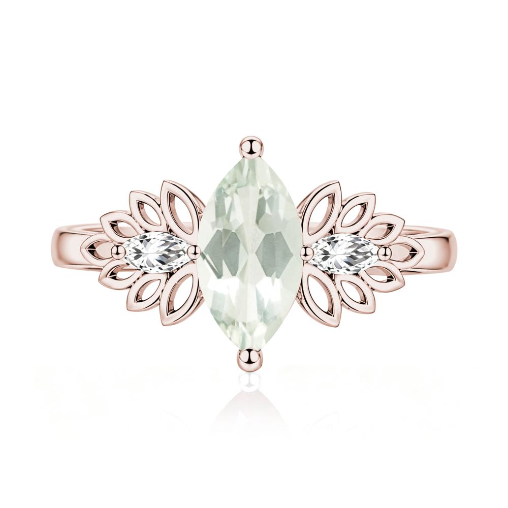 Leaf Inspired Marquise Cut Emerald Cocktail Ring - LUO Jewelry #gemstone_Green Amethyst