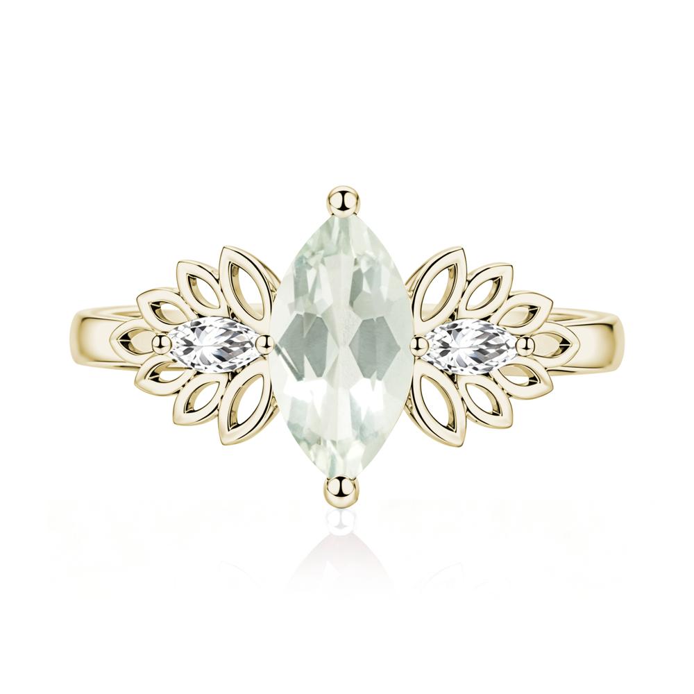 Leaf Inspired Marquise Cut Emerald Cocktail Ring - LUO Jewelry #gemstone_Green Amethyst