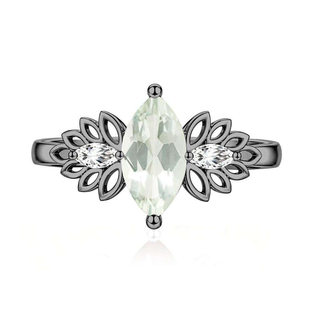 Leaf Inspired Marquise Cut Emerald Cocktail Ring - LUO Jewelry #gemstone_Green Amethyst