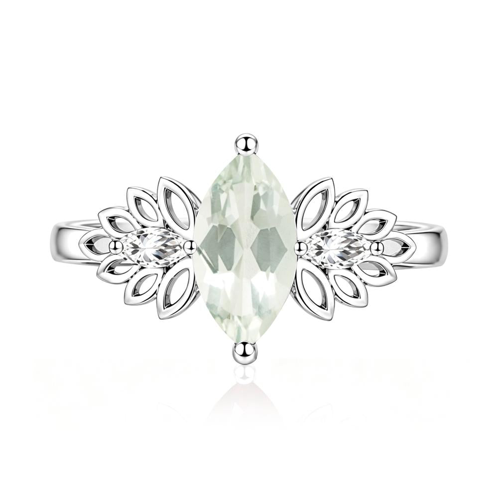Leaf Inspired Marquise Cut Emerald Cocktail Ring - LUO Jewelry #gemstone_Green Amethyst