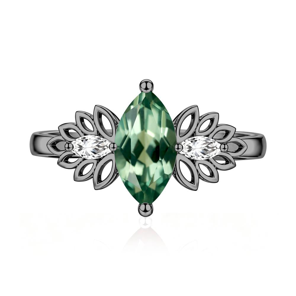 Leaf Inspired Marquise Cut Emerald Cocktail Ring - LUO Jewelry #gemstone_Green Sapphire