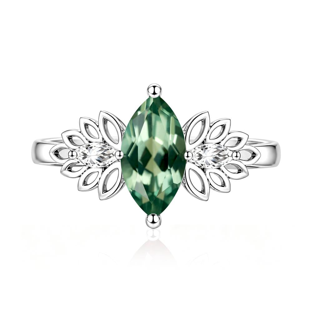 Leaf Inspired Marquise Cut Emerald Cocktail Ring - LUO Jewelry #gemstone_Green Sapphire