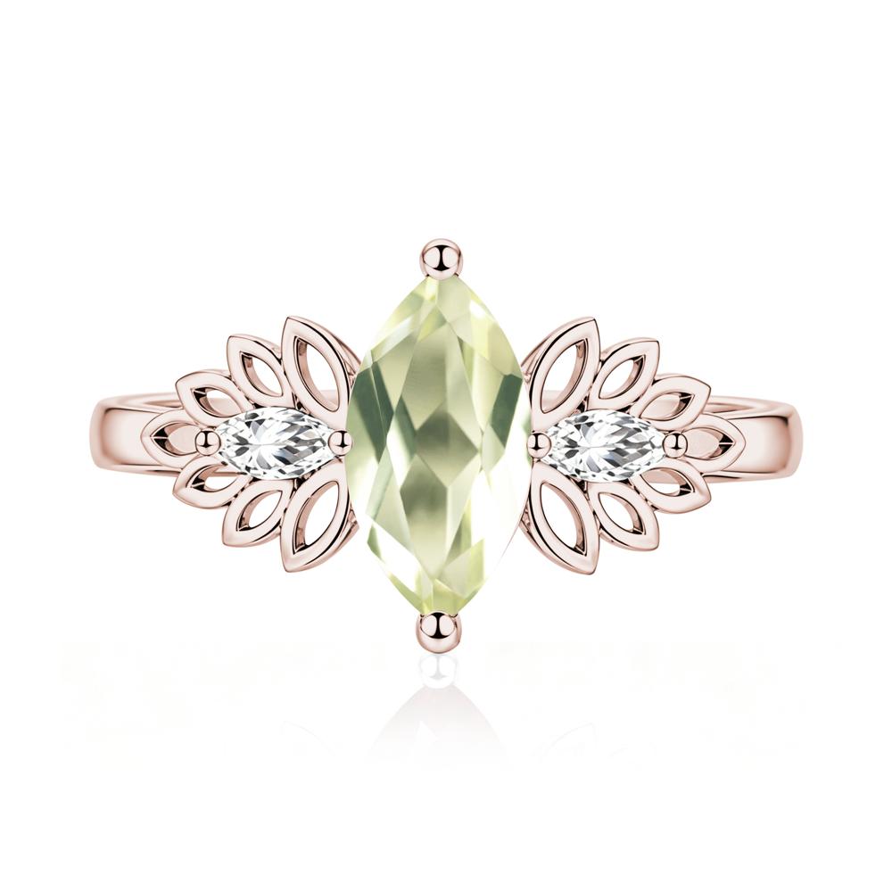 Leaf Inspired Marquise Cut Emerald Cocktail Ring - LUO Jewelry #gemstone_Lemon Quartz