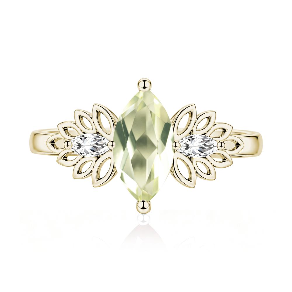 Leaf Inspired Marquise Cut Emerald Cocktail Ring - LUO Jewelry #gemstone_Lemon Quartz