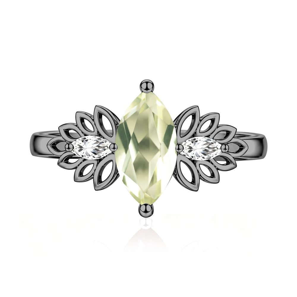 Leaf Inspired Marquise Cut Emerald Cocktail Ring - LUO Jewelry #gemstone_Lemon Quartz