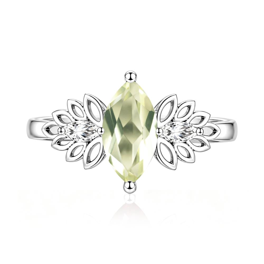 Leaf Inspired Marquise Cut Emerald Cocktail Ring - LUO Jewelry #gemstone_Lemon Quartz