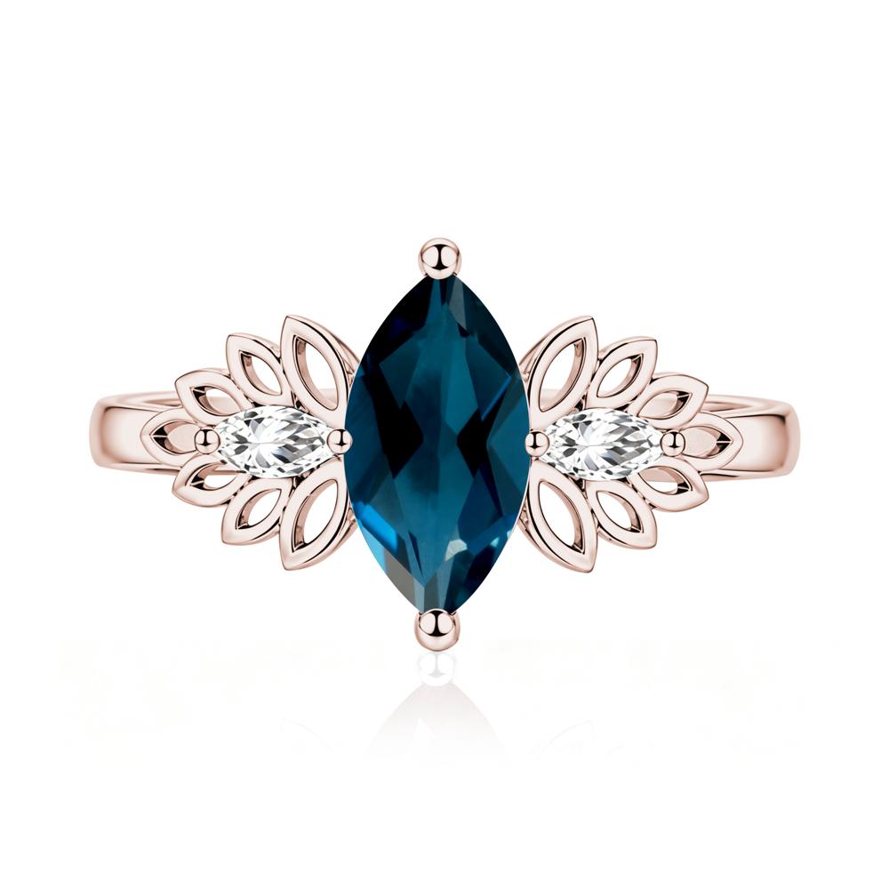 Leaf Inspired Marquise Cut Emerald Cocktail Ring - LUO Jewelry #gemstone_London Blue Topaz