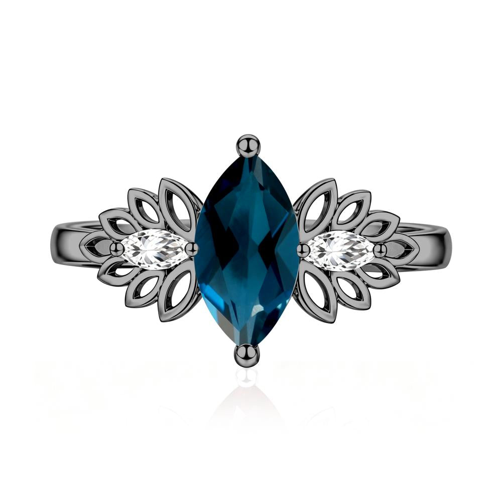 Leaf Inspired Marquise Cut Emerald Cocktail Ring - LUO Jewelry #gemstone_London Blue Topaz