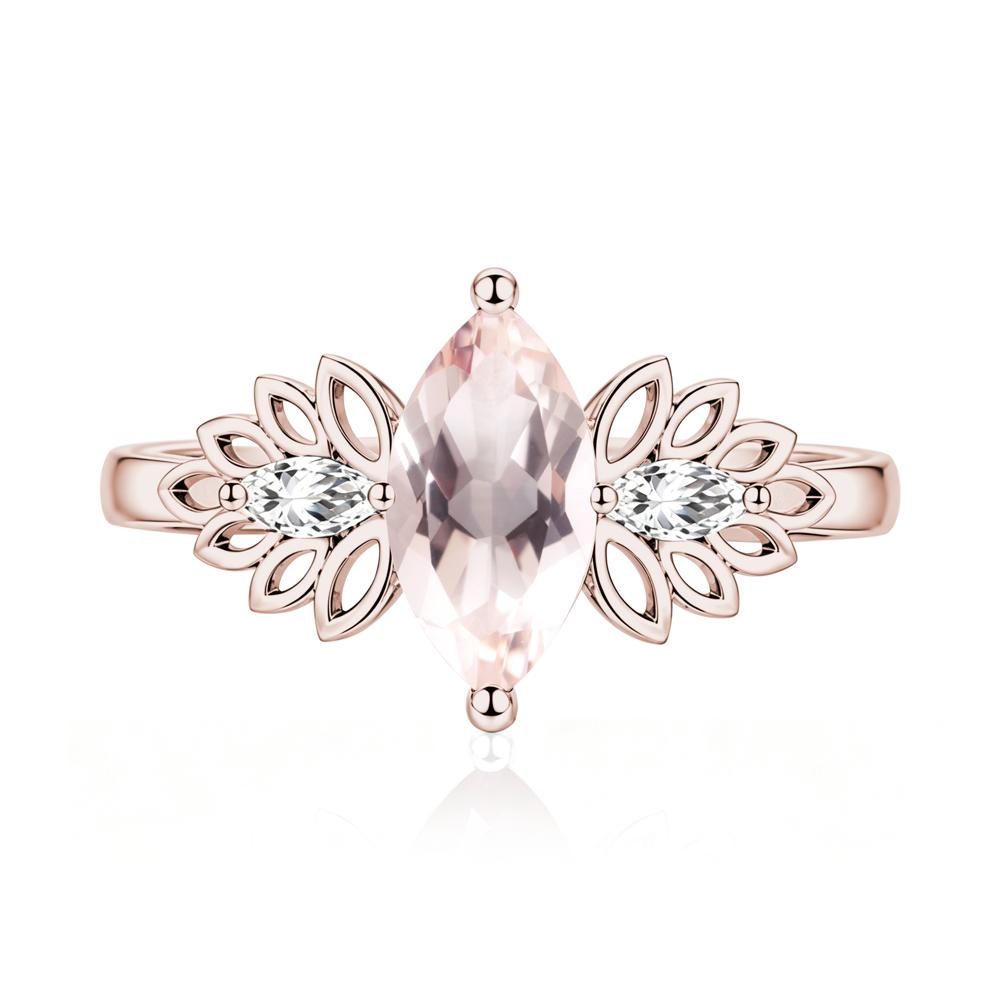 Leaf Inspired Marquise Cut Emerald Cocktail Ring - LUO Jewelry #gemstone_Morganite