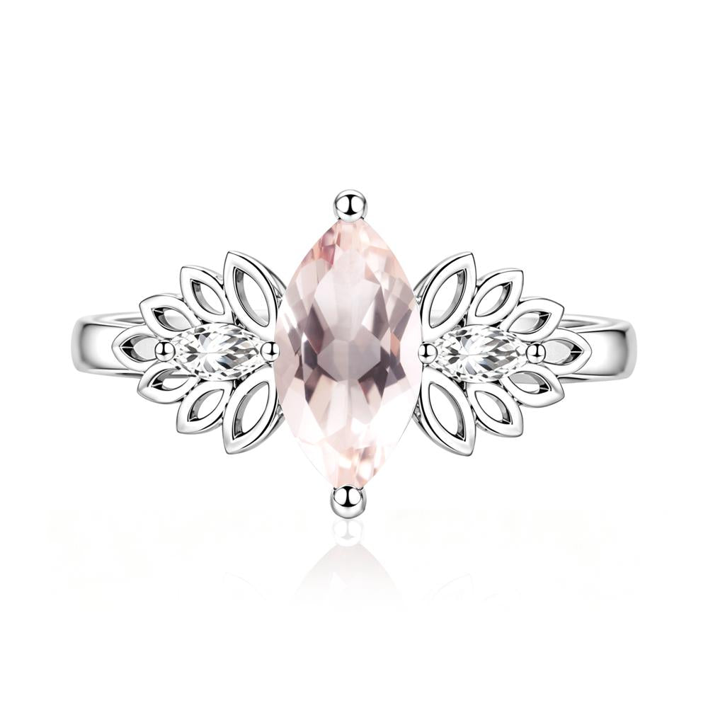 Leaf Inspired Marquise Cut Emerald Cocktail Ring - LUO Jewelry #gemstone_Morganite
