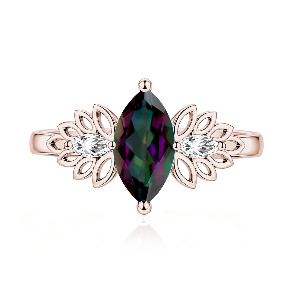 Leaf Inspired Marquise Cut Emerald Cocktail Ring - LUO Jewelry #gemstone_Mystic Topaz