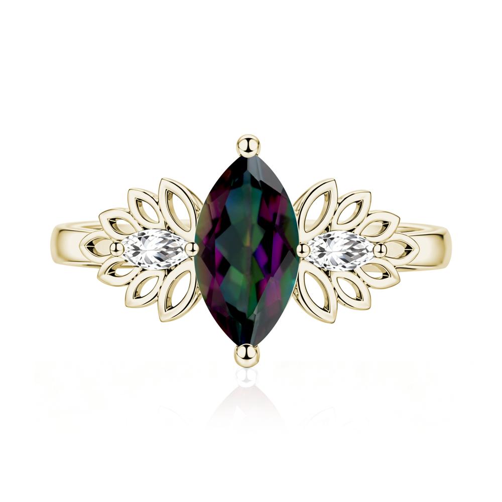 Leaf Inspired Marquise Cut Emerald Cocktail Ring - LUO Jewelry #gemstone_Mystic Topaz