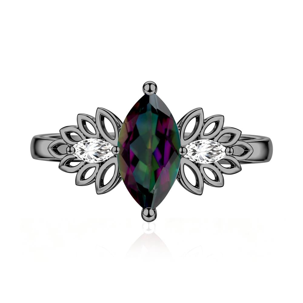 Leaf Inspired Marquise Cut Emerald Cocktail Ring - LUO Jewelry #gemstone_Mystic Topaz