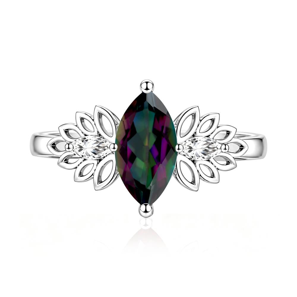 Leaf Inspired Marquise Cut Emerald Cocktail Ring - LUO Jewelry #gemstone_Mystic Topaz