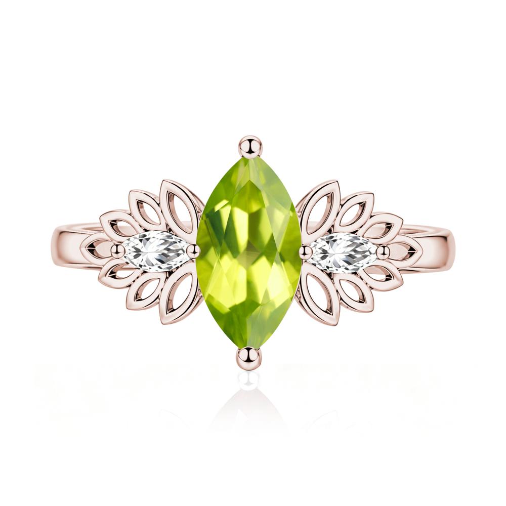 Leaf Inspired Marquise Cut Emerald Cocktail Ring - LUO Jewelry #gemstone_Peridot