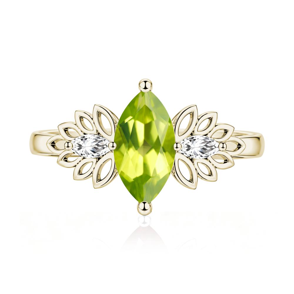 Leaf Inspired Marquise Cut Emerald Cocktail Ring - LUO Jewelry #gemstone_Peridot