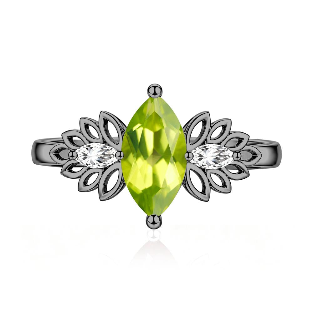 Leaf Inspired Marquise Cut Emerald Cocktail Ring - LUO Jewelry #gemstone_Peridot