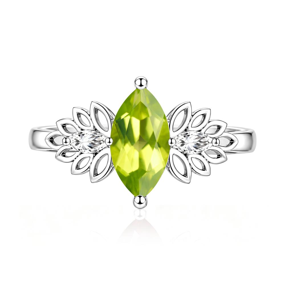 Leaf Inspired Marquise Cut Emerald Cocktail Ring - LUO Jewelry #gemstone_Peridot