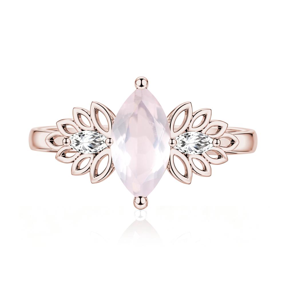 Leaf Inspired Marquise Cut Emerald Cocktail Ring - LUO Jewelry #gemstone_Rose Quartz